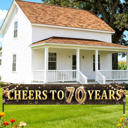 10th Birthday Banner Decorations for Boys & Girls,"Cheers to 10 Years" Yard Sign Banner,Black Gold Extra Large Reusable 10th Birthday and Anniversary Party Decorations for Women wen (10th birthday) in Saudi Arabia