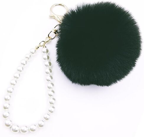 Jtkdxqs لينة بوم بوم سلسلة مفاتيح حقيبة ملحق نفخة الكرة حلقة رئيسية مع اللؤلؤ السوار سوار المفاتيح للفتيات النساء in Kuwait