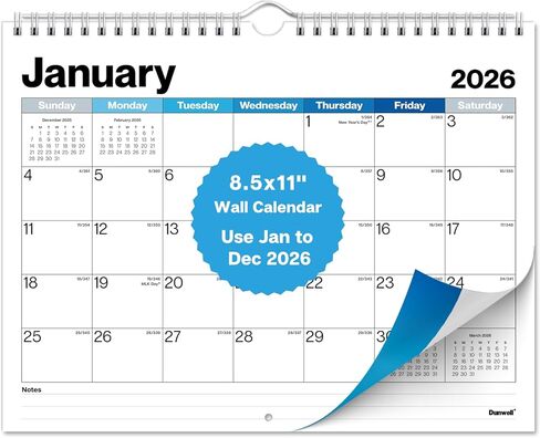 Dunwell 8.5x11 Wall Calendar 2024-2025, Use 18 Months, July 2024 – Dec 2025, Office Calendar 2024-25, Spiral Bound Hanging Calendar, Small Desk Calendar, Monthly Calendar 8.5 x 11 in Kuwait
