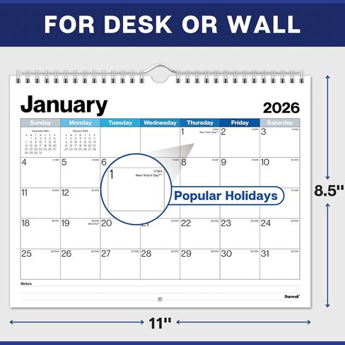 Dunwell 8.5x11 Wall Calendar 2024-2025, Use 18 Months, July 2024 – Dec 2025, Office Calendar 2024-25, Spiral Bound Hanging Calendar, Small Desk Calendar, Monthly Calendar 8.5 x 11 in Kuwait