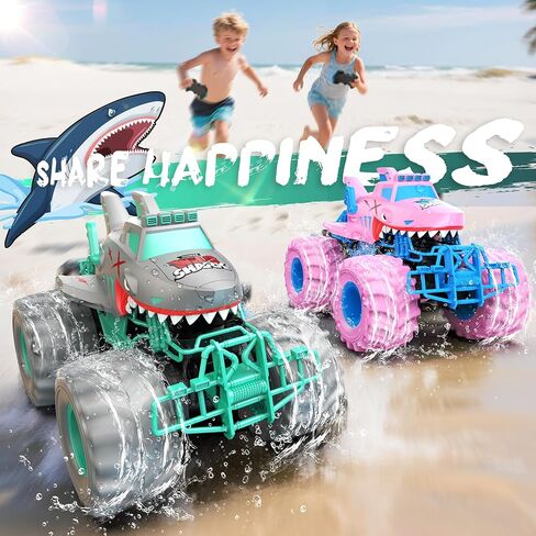 Waterproof Shark Remote Control Car, 1:16 Amphibious RC Cars 4WD All Terrain Off Road Monster Trucks Toys, RC Truck Toys for Kids 3-5 6-8 8-12 Year Old Boy Birthday Gift, Gray in Saudi Arabia