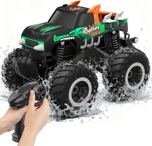 Remote Control Monster Truck Toys - 1:16 Waterproof All Terrain RC Car Fast Remote Control Car with Crashworthy Body, Electric Vehicle Kids Truck Toys for Boys and Girls,Age 6+,Green in Kuwait