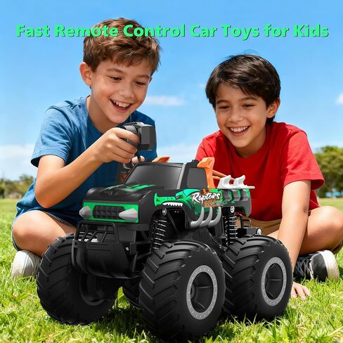 Remote Control Monster Truck Toys - 1:16 Waterproof All Terrain RC Car Fast Remote Control Car with Crashworthy Body, Electric Vehicle Kids Truck Toys for Boys and Girls,Age 6+,Green in Kuwait