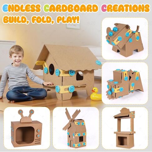 Zentara Cardboard Construction Toolbox Set with Wood Handle – 401PCS Complete Building Kit with Safe Cardboard Cutters for DIY Craft Item | STEM and STEAM Educational Toys for Boys and Girls Age 5+ in Saudi Arabia