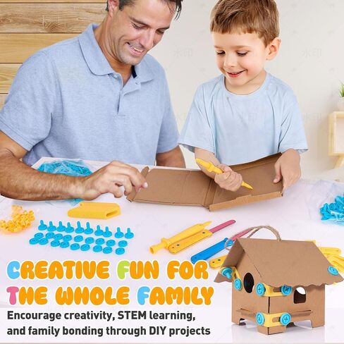 Zentara Cardboard Construction Toolbox Set with Wood Handle – 401PCS Complete Building Kit with Safe Cardboard Cutters for DIY Craft Item | STEM and STEAM Educational Toys for Boys and Girls Age 5+ in Saudi Arabia