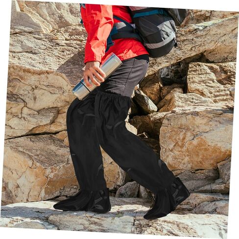 1pair Rain Pants for Motorcycle Riding Outdoor Activities and Hiking -Skid Trousers Boot Covers for Men and Women Black in Saudi Arabia