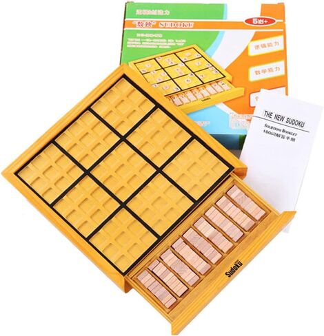 BESPORTBLE Wooden Sudoku Board Game for Adults 9x9 Puzzle Number Tiles for Logical Reasoning and Family Fun in Saudi Arabia