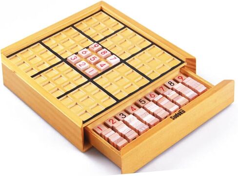 BESPORTBLE Wooden Sudoku Board Game for Adults 9x9 Puzzle Number Tiles for Logical Reasoning and Family Fun in Saudi Arabia