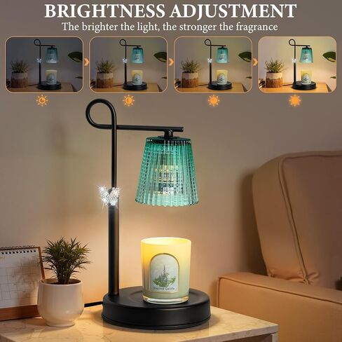 مصباح تسخين الشمع مع مؤقت خافت، مصباح تسخين الشمع بارتفاع قابل للتعديل لشمعة البرطمان، هدايا تدفئة المنزل لمذيب الشمع، ديكور منزلي جديد، هدايا عيد ميلاد للأمهات (ذهبي) in Kuwait