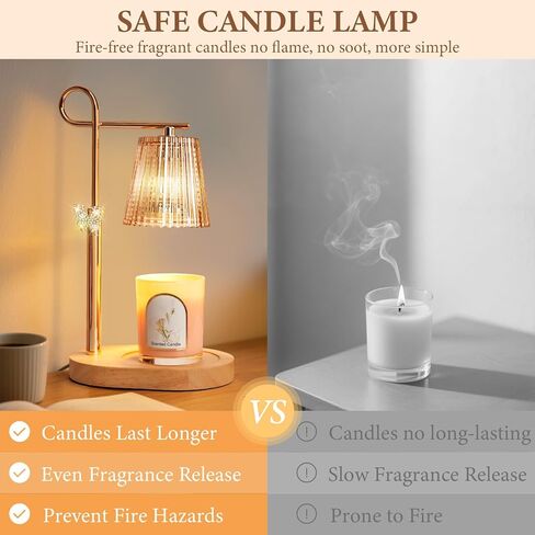 مصباح تسخين الشمع مع مؤقت خافت، مصباح تسخين الشمع بارتفاع قابل للتعديل لشمعة البرطمان، هدايا تدفئة المنزل لمذيب الشمع، ديكور منزلي جديد، هدايا عيد ميلاد للأمهات (ذهبي) in Kuwait