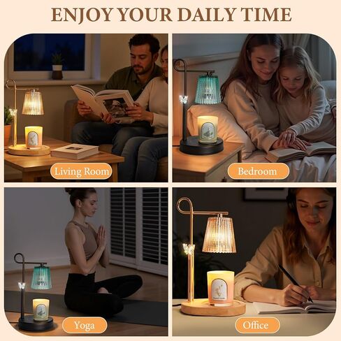 مصباح تسخين الشمع مع مؤقت خافت، مصباح تسخين الشمع بارتفاع قابل للتعديل لشمعة البرطمان، هدايا تدفئة المنزل لمذيب الشمع، ديكور منزلي جديد، هدايا عيد ميلاد للأمهات (ذهبي) in Kuwait