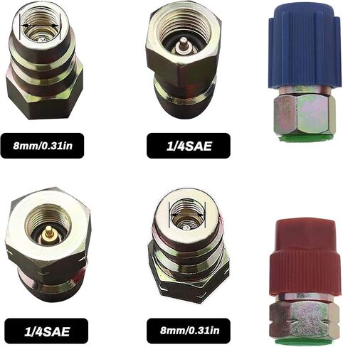 ارتفاع منخفض الجانب التحديثية تحويل محول للسيارة A/C المبردات الملحقات 1/4 صمامات البحر قبعات تركيب عدة مع صمام الأساسية أداة إزالة الصواميل R-12 إلى R-134a in Saudi Arabia