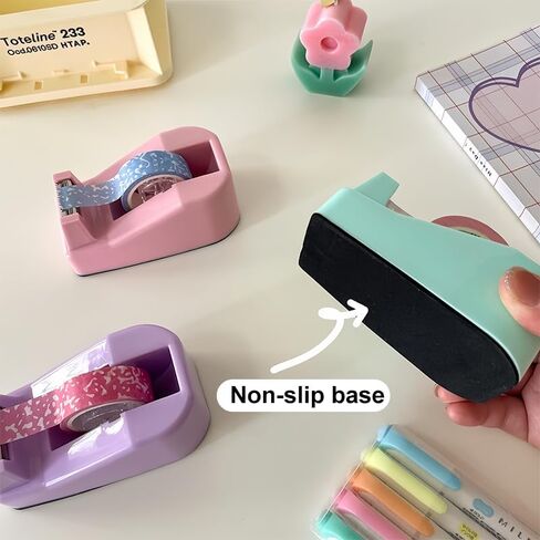 Tape Dispenser, Desktop Tape Dispenser with Nonskid Base, Refillable Adhesive Roll Holder for Masking Heat Transfer Painters Kitchen Tapes, Fit 1 Inch Core, School Office Supplies, Purple in Saudi Arabia