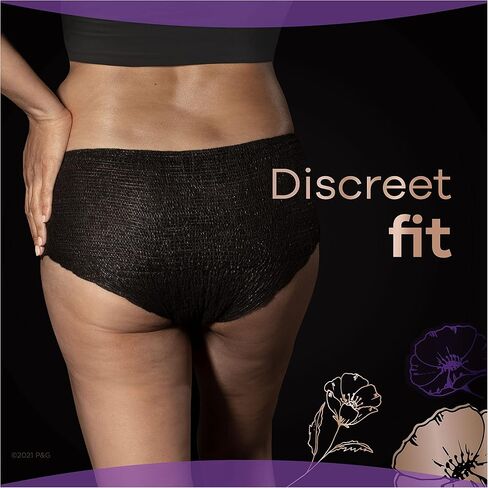 ملابس داخلية نسائية من Always Discreet Boutique لسلس البول وما بعد الولادة للنساء، أقصى قدر من الحماية، مقاس XL، أسود، 9 قطع in Kuwait