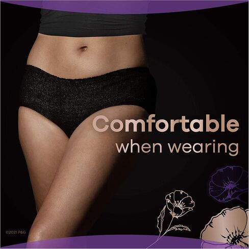 ملابس داخلية نسائية من Always Discreet Boutique لسلس البول وما بعد الولادة للنساء، أقصى قدر من الحماية، مقاس XL، أسود، 9 قطع in Kuwait