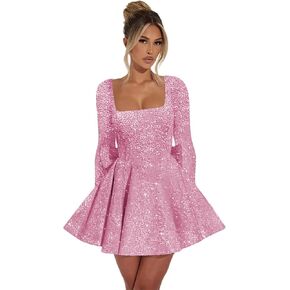 Blush Pink Long Sleeve Sequin Homecoming Dresses 2025 Short Sparkly Prom Graduation Cocktail Dance Dress Size 0 in Saudi Arabia