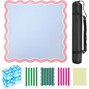 سجادة ماجونج صغيرة للسفر مقاس 22 بوصة - بساط ألعاب ماجونج محمول مع 4 قطع من بلاط ماجونج، وظهر مطاطي غير قابل للانزلاق، وسطح قابل للطي وحقيبة حمل (أزرق) in Kuwait