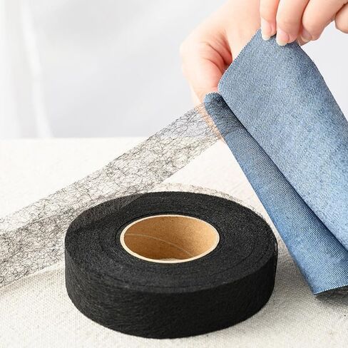 2 Rolls Iron On Hemming Tape, 0.78 INCH x 27.34 Yards, Double Sided Fabric Fusing Hem Tape Adhesive for Pants Clothes Dresses Curtains Fabric Crafting Projects, Black in Saudi Arabia