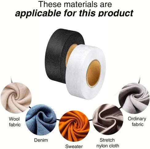 2 Rolls Iron On Hemming Tape, 0.78 INCH x 27.34 Yards, Double Sided Fabric Fusing Hem Tape Adhesive for Pants Clothes Dresses Curtains Fabric Crafting Projects, Black in Saudi Arabia