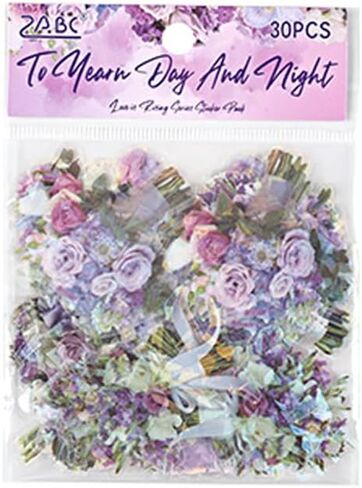 MAFELOE 30 Pieces PET Scrapbook Stickers of Bouquets Theme, Aesthetic Deco Supplies for Junk Bullet Journaling Card Making Daily Planner-Purple (D-Y4-AYSQ) in Saudi Arabia