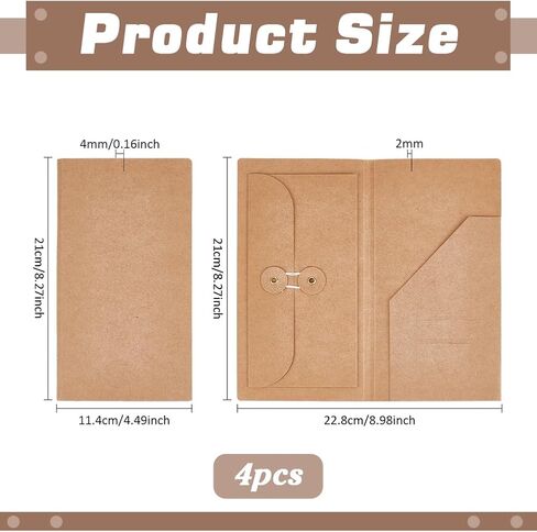 PH PandaHall 4pcs Paper Pocket for Traveler's Notebook Insert Pouch Refill Journal Paper Pockets Journal Insert for Card Stamp Ticket Holder Storage Bag TN Accessories, 7.9 x 4.5inch in Saudi Arabia