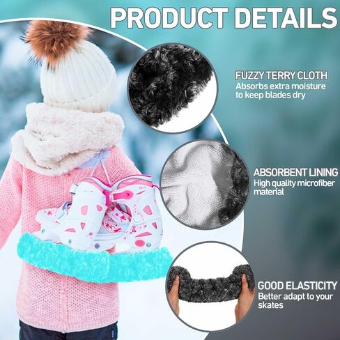 Ice Skate Guards Fuzzy Ice Skate Soakers Skate Guards Hockey Soakers for Figure Skates Skate Guards for Girls Boys Youth Women Men Adult in Kuwait