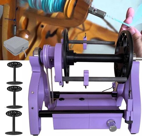 عجلة دوارة كهربائية منزلية صغيرة، 800 دورة في الدقيقة، لفافة غزل الصوف للكلاب والقطط، لف ألياف الصوف للأمام والخلف، ماكينة لف غزل 4oz/120 جم باللون الأسود in Kuwait