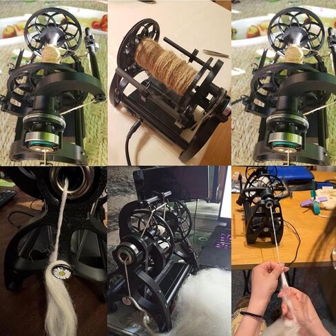 عجلة دوارة كهربائية منزلية صغيرة، 800 دورة في الدقيقة، لفافة غزل الصوف للكلاب والقطط، لف ألياف الصوف للأمام والخلف، ماكينة لف غزل 4oz/120 جم باللون الأسود in Kuwait