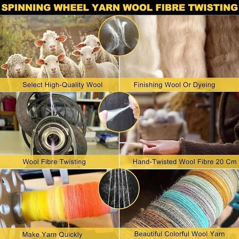 Automatic Electric Spinning Wheel with Foot Pedal/3 Spools,12v Yarn Spinning Wheel,120g Capacity, 800rpm Maximum Speed,Portable Yarn Maker for Beginners & Experts,Yarn Weaving Grey in Saudi Arabia