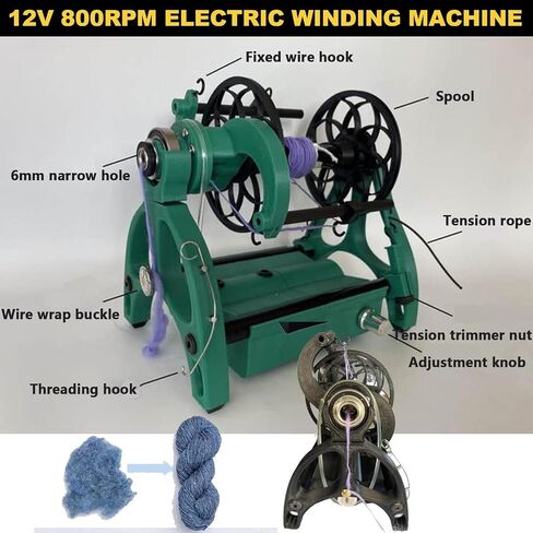 Automatic Electric Spinning Wheel with Foot Pedal/3 Spools,12v Yarn Spinning Wheel,120g Capacity, 800rpm Maximum Speed,Portable Yarn Maker for Beginners & Experts,Yarn Weaving Grey in Saudi Arabia