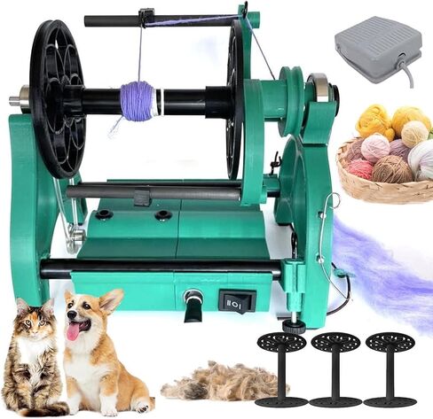 Household Electric Spinning Wheel,Electric Yarn Spinner Kit with Foot Controller & 3 Bobbins – 800RPM Automatic Spinning Machine for Wool, Dog Hair & Fiber Craft Orange in Saudi Arabia