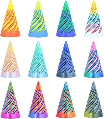 12Pcs Mini Spiral Cone Pyramid Fidget Toy, 3D Printed Impossible Cone Passthrough, Mini Vortex Thread Illusion Desk Deco, Anxiety & Stress Relief, Gift for Adults & Kids (Cone-12 PCS) in Saudi Arabia