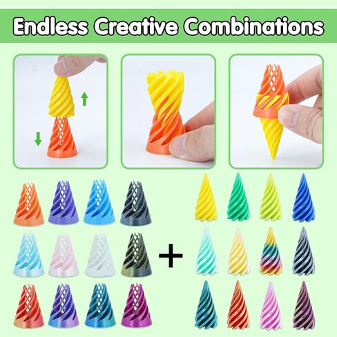 12Pcs Mini Spiral Cone Pyramid Fidget Toy, 3D Printed Impossible Cone Passthrough, Mini Vortex Thread Illusion Desk Deco, Anxiety & Stress Relief, Gift for Adults & Kids (Cone-12 PCS) in Saudi Arabia