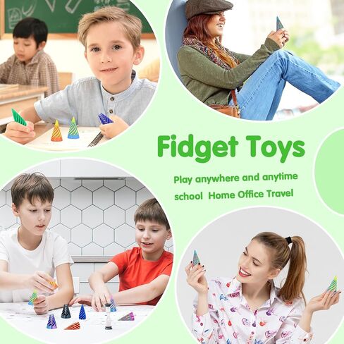 12Pcs Mini Spiral Cone Pyramid Fidget Toy, 3D Printed Impossible Cone Passthrough, Mini Vortex Thread Illusion Desk Deco, Anxiety & Stress Relief, Gift for Adults & Kids (Cone-12 PCS) in Saudi Arabia