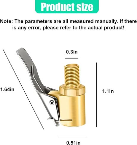 Brass Locking Tire Air Chuck, No Leakage Tire Inflator Hose Adapter Nozzle, Threaded Twist Connection Converts to Locking, Car Air Compressor Pump Clip On Tire Chuck (Thread Connector/1pc) in Saudi Arabia