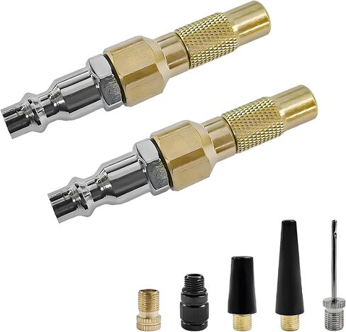 7PCS Heavy Duty Brass Air Nozzle with Quick Connector, Screw On Tire Inflator Chuck Air Needle w/Adapters, No Break Ball Needle Twist-on Chucks for Tire Inflator Gauge Compressor in Saudi Arabia