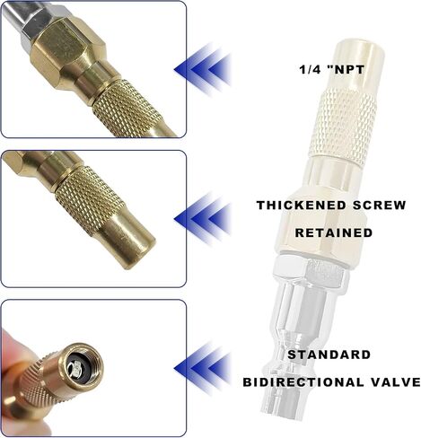 7PCS Heavy Duty Brass Air Nozzle with Quick Connector, Screw On Tire Inflator Chuck Air Needle w/Adapters, No Break Ball Needle Twist-on Chucks for Tire Inflator Gauge Compressor in Saudi Arabia
