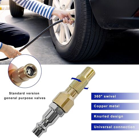 7PCS Heavy Duty Brass Air Nozzle with Quick Connector, Screw On Tire Inflator Chuck Air Needle w/Adapters, No Break Ball Needle Twist-on Chucks for Tire Inflator Gauge Compressor in Saudi Arabia