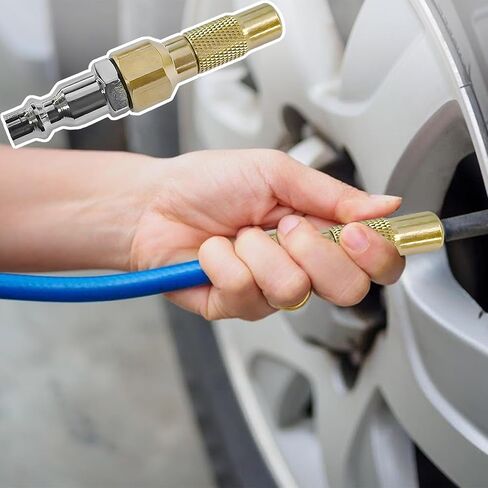 7PCS Heavy Duty Brass Air Nozzle with Quick Connector, Screw On Tire Inflator Chuck Air Needle w/Adapters, No Break Ball Needle Twist-on Chucks for Tire Inflator Gauge Compressor in Saudi Arabia