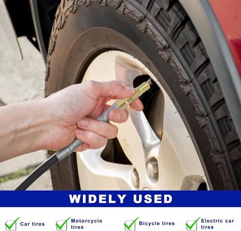 7PCS Heavy Duty Brass Air Nozzle with Quick Connector, Screw On Tire Inflator Chuck Air Needle w/Adapters, No Break Ball Needle Twist-on Chucks for Tire Inflator Gauge Compressor in Saudi Arabia