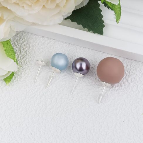 مجموعتان من أعمدة القرط من الفضة الإسترلينية S925 - أقراط لا تسبب الحساسية لصنع المجوهرات، أقراط ومسامير أقراط DIY، دبوس أذن 13 مم 6 مم وسادة نصف دائرية فارغة للؤلؤ والخرز، مستلزمات صناعة DIY in Kuwait