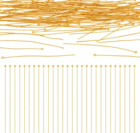 100 Pcs Golden Plated Brass Ball Head Pins 24 Gauge 50mm Long Metal Wire Earring Round End Head Pins for DIY Beading Supplies Earrings Necklace Bracelet Craft Jewelry Making in Saudi Arabia