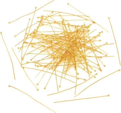 100 Pcs Golden Plated Brass Ball Head Pins 24 Gauge 50mm Long Metal Wire Earring Round End Head Pins for DIY Beading Supplies Earrings Necklace Bracelet Craft Jewelry Making in Saudi Arabia
