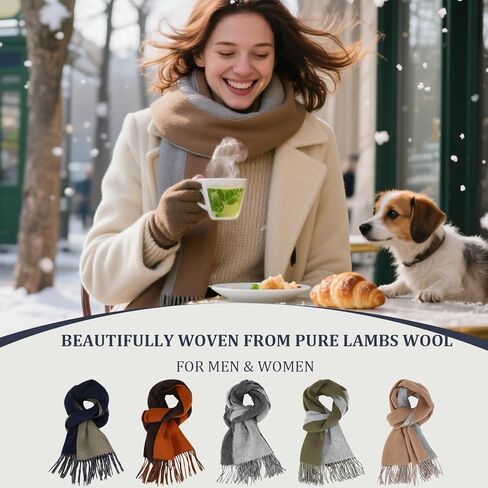 أوشحة صوف 100% من Temminc للرجال والنساء، وشاح صوف مريح فاخر أيرلندي ناعم للخريف والشتاء، هدية منقوشة بنقش مربعات in Kuwait