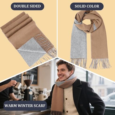 أوشحة صوف 100% من Temminc للرجال والنساء، وشاح صوف مريح فاخر أيرلندي ناعم للخريف والشتاء، هدية منقوشة بنقش مربعات in Kuwait