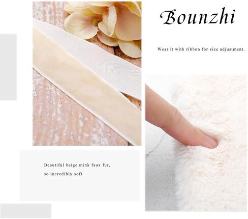 Bounzhi المرأة الزفاف فو الفراء شال يلتف الزفاف وشاح الزفاف الشالات الزفاف فو الفراء تتغاضى شال الفراء تغطية مع الشريط للعروس وصيفات الشرف (أبيض) in Saudi Arabia