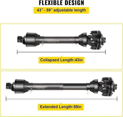 PTO Shaft PTO Drive Shaft 1-3/8" 6 Spline Endw/Slip Clutch T4 43"-59", Replacement for VEVOR OEM in Saudi Arabia