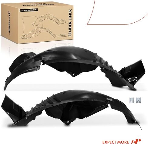 A-Premium Pair Front Inner Fenders Liner Splash Shield Set with Clips - Compatible with Mercedes-Benz C250 2012-2015, C350 2012-2015, W204 Series C300 2012-2014 - Factory Fresh (PP/TPE) in Saudi Arabia