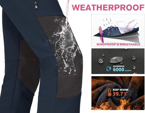 IUGA Snow Pants Womens Ski Hiking Pants Waterproof Outdoor Insulated Softshell Winter Fleece Lined Snowboard Pants 4 Pockets in Kuwait