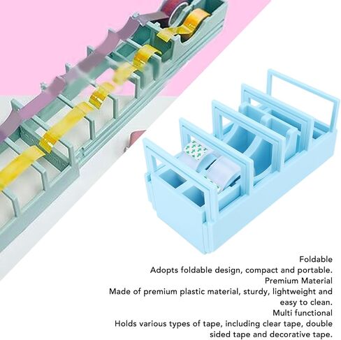 Portable Foldable Tape Dispenser, Desktop Holder with Cutter for Gift Wrapping & Office Use, Includes 2 Rolls Clear Tape for Packaging, Crafts and Supplies in Saudi Arabia